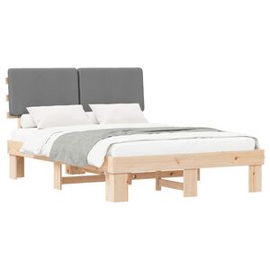 vidaXL Bettgestell mit gepolstertem Kopfteil Hellgrau 160 x 200 cm
