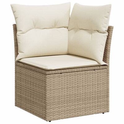 vidaXL 12-tlg. Garten-Sofagarnitur mit Kissen Beige Poly Rattan