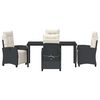 vidaXL Garten Essgruppe mit Kissen 5 pcs Schwarz Poly-Rattan