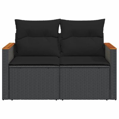 vidaXL Gartensofa 2-Sitzer mit Kissen Grau Poly Rattan