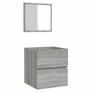 vidaXL Badschrank mit Spiegel Grau Sonoma Holzwerkstoff