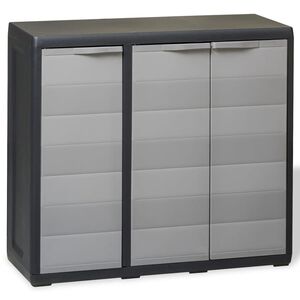 vidaXL Gartenschrank mit 2 B&ouml;den Schwarz und Grau