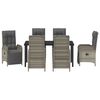 vidaXL Garten Essgruppe mit Kissen 7 pcs Grau Poly-Rattan