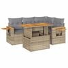 vidaXL 5-tlg. Garten-Sofagarnitur mit Kissen Beige Poly Rattan Akazie