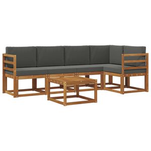 vidaXL Outdoor-Sofagarnitur mit Kissen 6 pcs Natur und Anthrazit