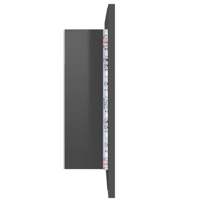 vidaXL LED-Bad-Spiegelschrank Hochglanz-Grau 60x12x45 cm Acryl