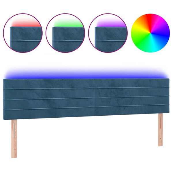 vidaXL LED Kopfteil Dunkelblau 180x5x78/88 cm Samt