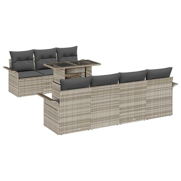 vidaXL Gartensofa-set mit Kissen 8 pcs Hellgrau Poly-Rattan