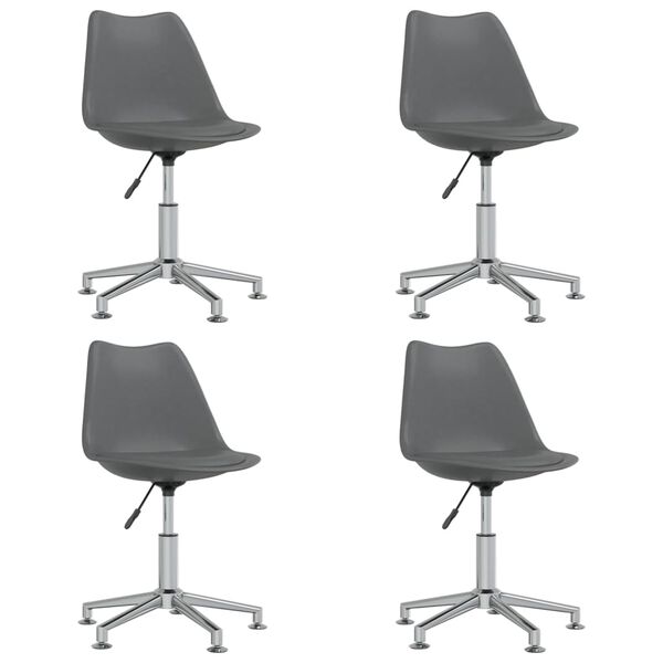 vidaXL Esszimmerst&uuml;hle 4 Stk. Drehbar Grau Kunstleder