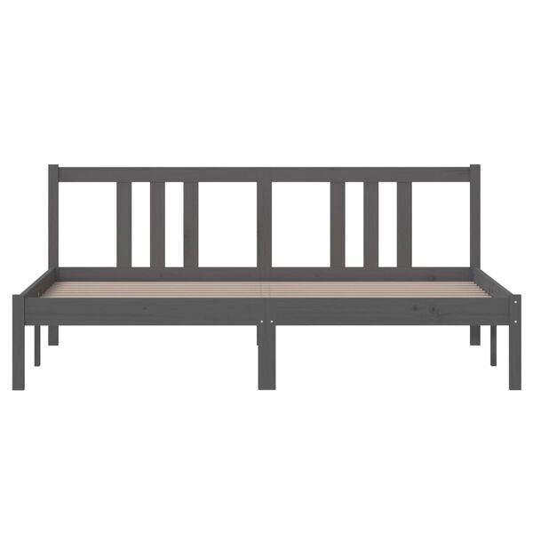 vidaXL Massivholzbett Grau 160x200 cm