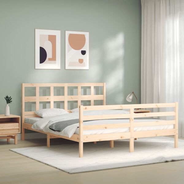 vidaXL Massivholzbett mit Kopfteil 160x200 cm