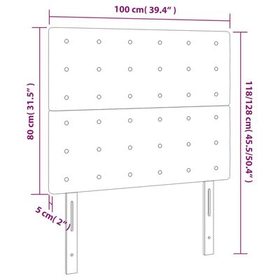 vidaXL LED Kopfteil Schwarz 100x5x118/128 cm Samt