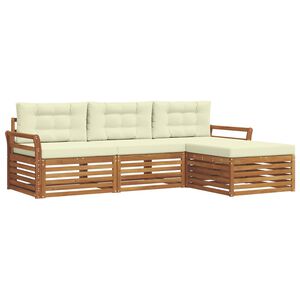 vidaXL Outdoor-Sofagarnitur 4 stk. Natur und Creme