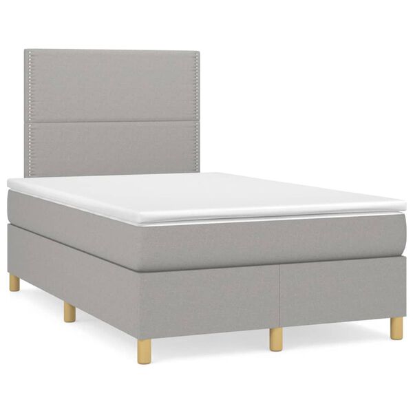 vidaXL Boxspringbett mit Matratze Hellgrau 120x200 cm Stoff