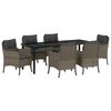 vidaXL Garten Essgruppe mit Kissen 7 pcs Grau Poly-Rattan