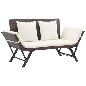 vidaXL Gartenbank mit Kissen Braun 176 cm Poly Rattan