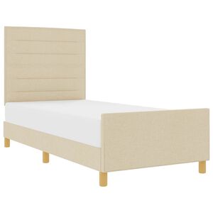 vidaXL Bettgestell mit Kopfteil Creme 90 x 200 cm Stoff