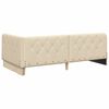 vidaXL Eckbettgestell mit Kopfteil Creme 100 x 200 cm Stoff