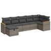 vidaXL 7-tlg. Garten-Sofagarnitur mit Kissen Grau Poly Rattan