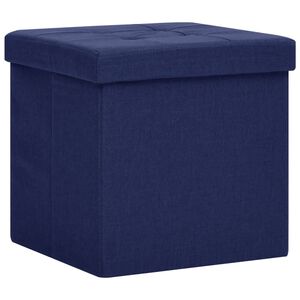 vidaXL Hocker mit Stauraum Blau Leinenoptik