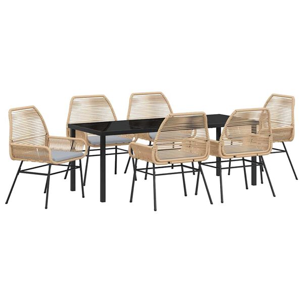 vidaXL Garten Essgruppe 7 pcs Braun Poly-Rattan