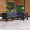 vidaXL 4-tlg. Garten-Lounge-Set mit Kissen Schwarz Kiefernholz