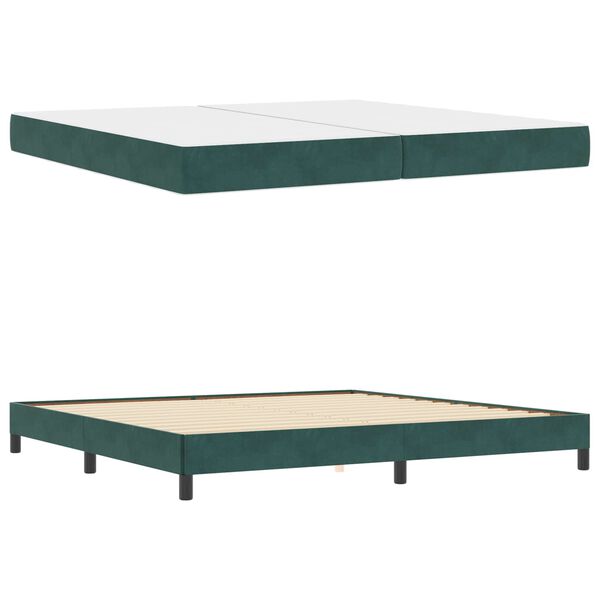 vidaXL Boxspringbett mit Matratze Dunkelgr&uuml;n 200 x 200 cm Stoff