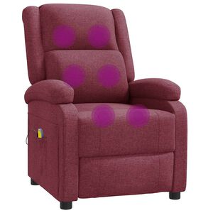 vidaXL Ohrensessel mit Massagefunktion Weinrot Stoff