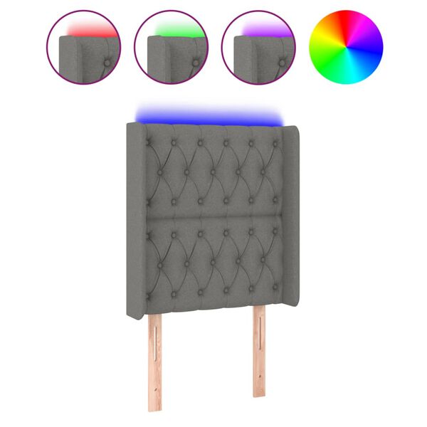 vidaXL LED Kopfteil Dunkelgrau 83x16x118/128 cm Stoff