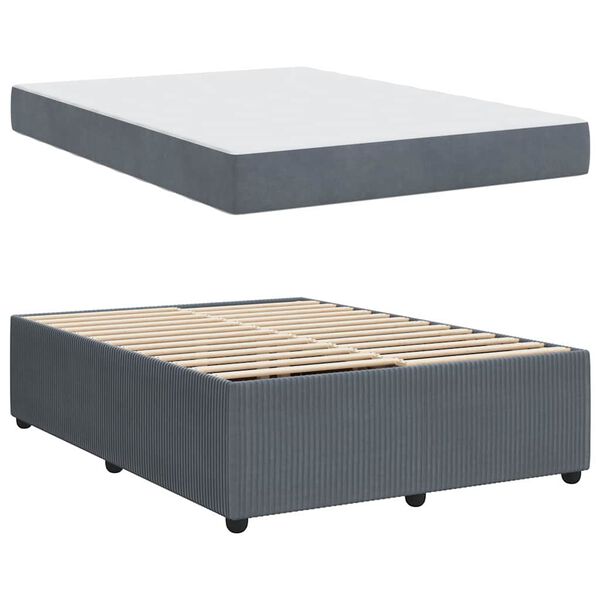 vidaXL Bettrahmen mit Matratze Dunkelgrau 160 x 200 cm Stoff