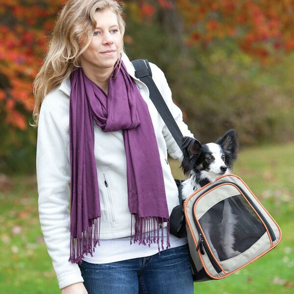 Kurgo Hundetragetasche Wander Carrier" Schwarz, Orange und Sandfarbe