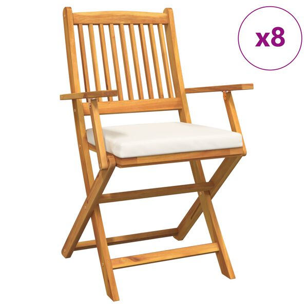 vidaXL Klappstuhl 8 pcs Wei&szlig; 49 x 57,5 x 92 cm Massivholz Akazie
