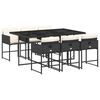 vidaXL 7-tlg. Garten-Essgruppe mit Kissen Schwarz Poly Rattan