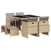 vidaXL 9-tlg. Garten-Essgruppe mit Kissen Beigemischung Poly Rattan