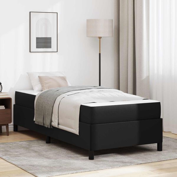 vidaXL Bettrahmen mit Matratze Schwarz 90 x 190 cm Stoff