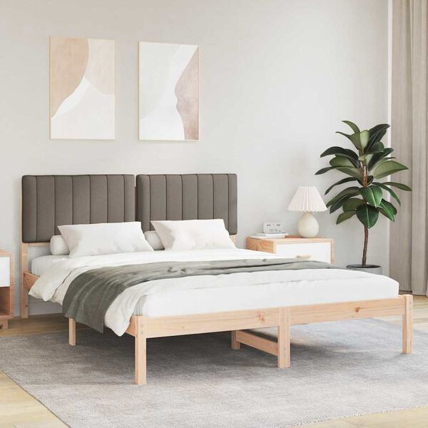 vidaXL Bettgestell mit gepolstertem Kopfteil Taupe 160 x 200 cm