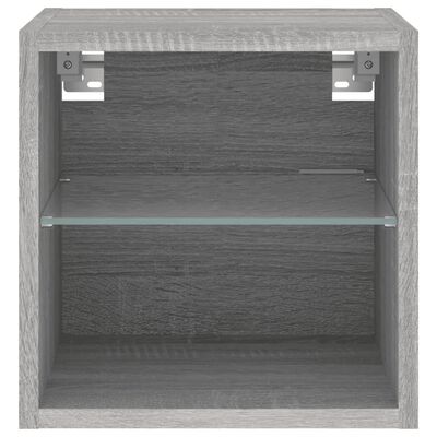 vidaXL TV-Wandschrank mit LED-Leuchten Grau Sonoma 30x28,5x30 cm