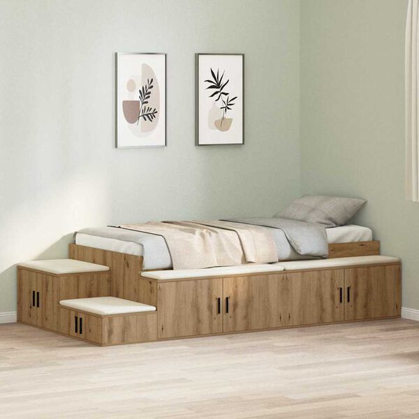 vidaXL Aufbewahrungsbettgestell Artisan-Eiche 80 cm Holzwerkstoff