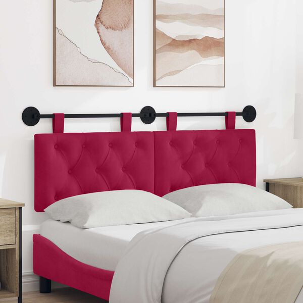 vidaXL H&auml;ngevorderseite Wandmontiert Weinrot 130 x 55 x 7 cm Samt