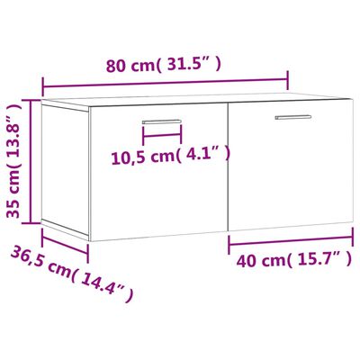 vidaXL Wandschrank Hochglanz-Weiß 80x36,5x35 cm Holzwerkstoff