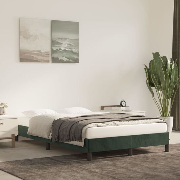 vidaXL Bettgestell ohne Matratze Dunkelgr&uuml;n 120x200 cm Samt