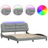 vidaXL Bettgestell mit LED ohne Matratze "Hvar" Hellgrau 183x213 cm Stoff
