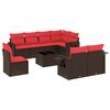 vidaXL 9-teiliges Gartensofa-Set mit Kissen, braun, Polyrattan