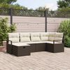 vidaXL Garten-Sofa-Set mit Kissen mit Speicher 6 pcs Braun Poly Rattan