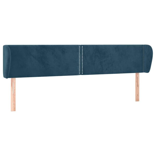 vidaXL Kopfteil mit Ohren Dunkelblau 163x23x78/88 cm Samt