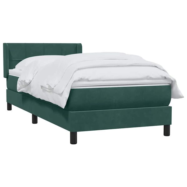 vidaXL Boxspringbett mit Matratze Dunkelgr&uuml;n 100x210 cm Samt