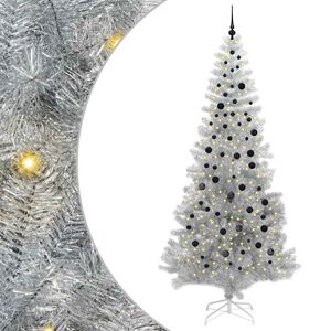 vidaXL Weihnachtsbaum mit 300 LEDs mit St&auml;nder Silber 240 cm PET