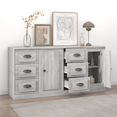 vidaXL Sideboards 2 Stk. Grau Sonoma Holzwerkstoff