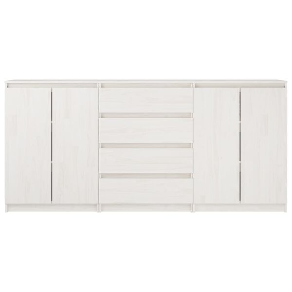 vidaXL Beistellschränke 3 Stk. Weiß Massivholz Kiefer