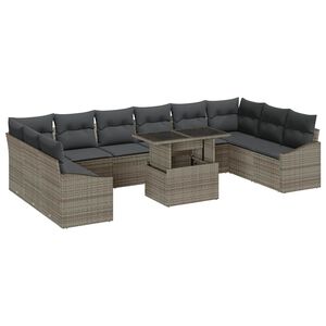 vidaXL Sofa Set 11 stk. Grau Poly-Rattan